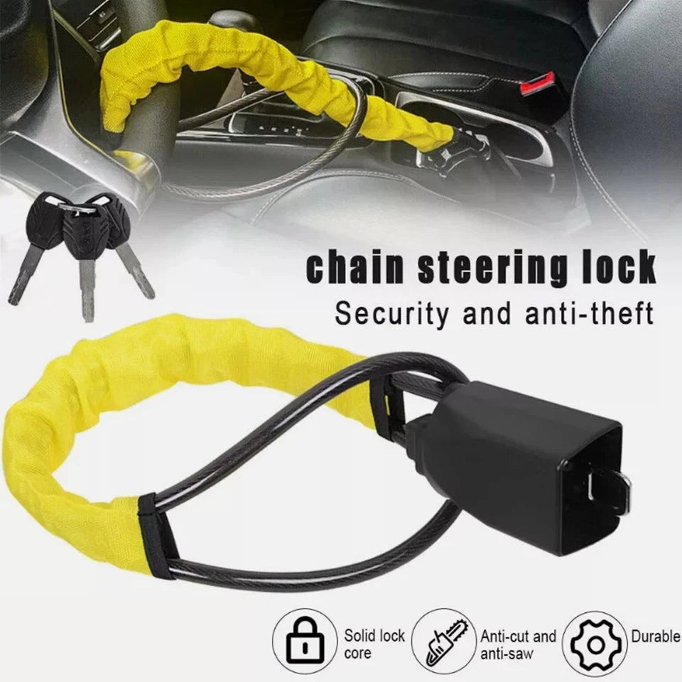 Car Steering Wheel Lock to Seat Belt Anti-Theft Handbag Lock Device Adjustable