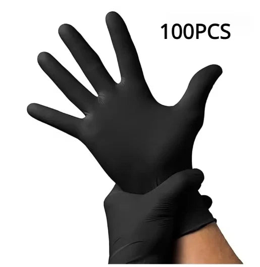 BLACK DISPOSABLE NITRILE GLOVES FOOD INDUSTRIAL MEDICAL PROTECTION LARGE SIZE