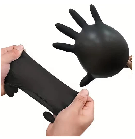 BLACK DISPOSABLE NITRILE GLOVES FOOD INDUSTRIAL MEDICAL PROTECTION LARGE SIZE