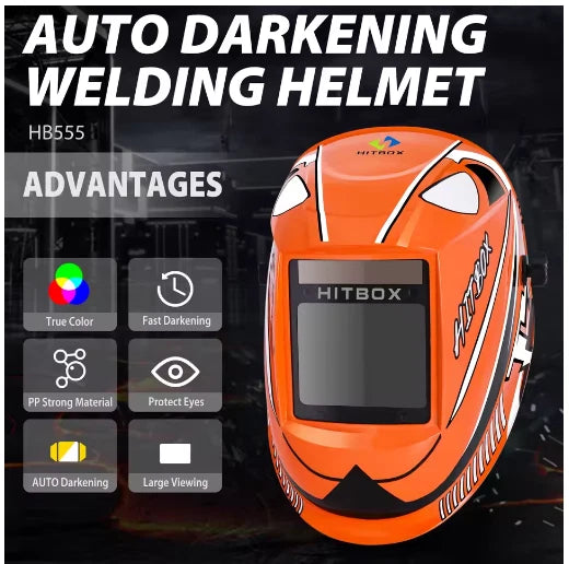 True Color Helmet Auto Darkening Solar Welding Helmet w/Grinding MIG Welder Mask